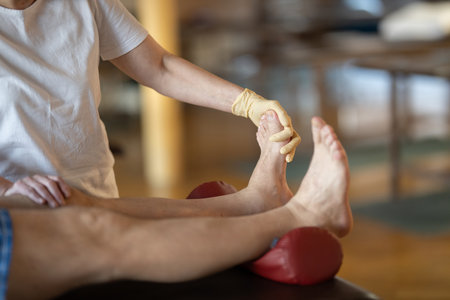 Physiotherapy Treatment in a Rehabilitation Centerの写真素材