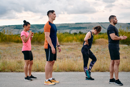 Preparation of the athletic team for the Athletic Marathon Journeyの写真素材