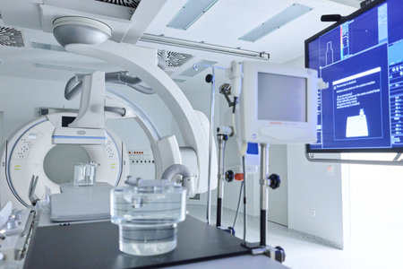 Modern medical imaging room equipped for advanced diagnostic procedures and patient monitoring