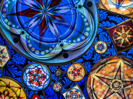 Abstract floral pattern stained glassの写真素材