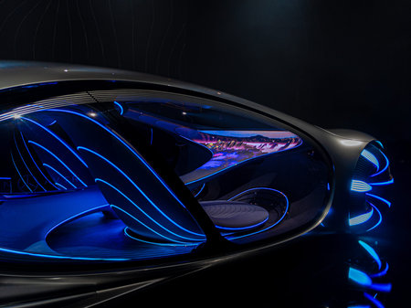 Las Vegas, NV - January 9, 2020: Looking inside the Mercedes-Benz VISION AVTR Concept Car at...
