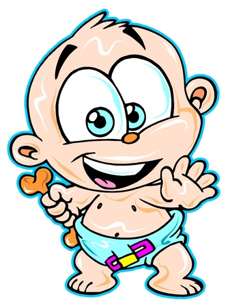 a digitally illustrated cute and colorful baby boyのイラスト素材