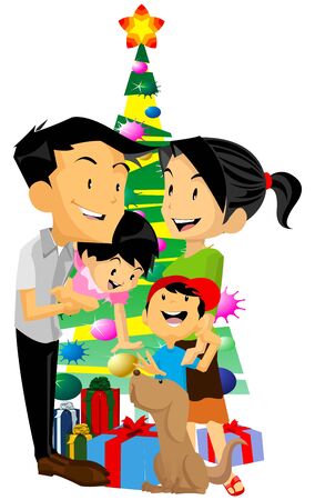 christmas celebration with familyの写真素材