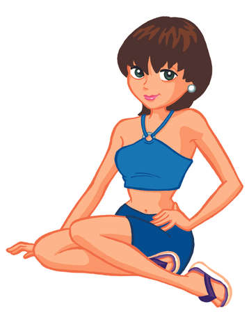 a digitally illustrated pretty teenのイラスト素材