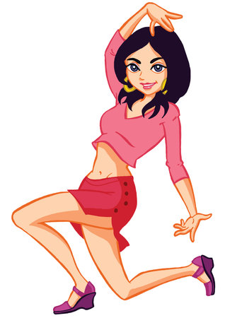 a digitally illustrated pretty teenのイラスト素材