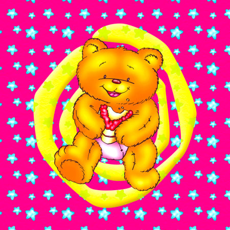 a digitally illustrated cute bearsの写真素材