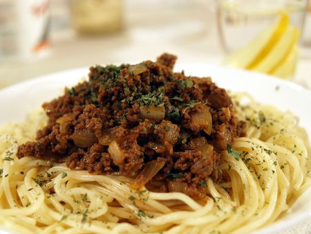 Pasta with meat souse の写真素材