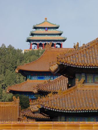 Building in the forbidden city Beijing Chinaの写真素材