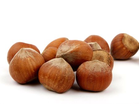 Nuts close up on white backgroundの写真素材