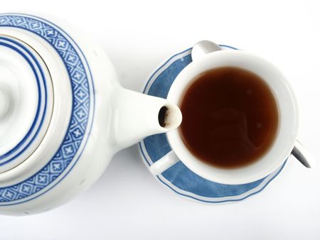 Teacup close up on white background.の写真素材