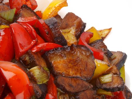 Chinese Paqin meat dish with sweet pepperの写真素材