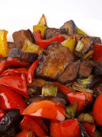 Chinese Paqin meat dish with sweet pepperの写真素材
