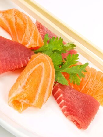 Japanese Sushi. Close up on white backgroundの写真素材