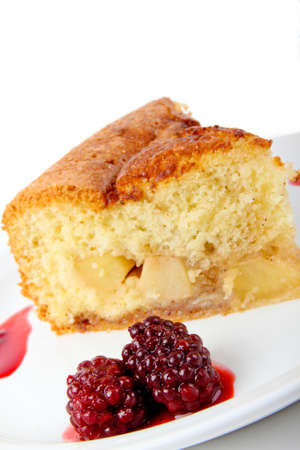 Fresh baked applecake served on a plateの写真素材