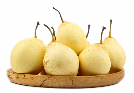 Chinese pear. Close up on white backgroundの写真素材