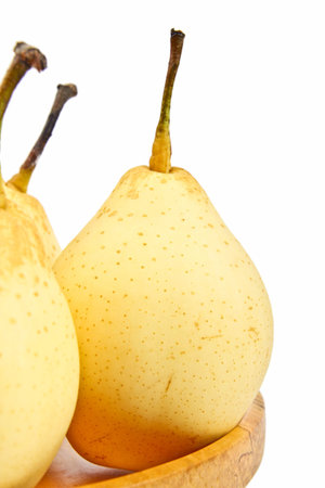 Chinese pear. Close up on white backgroundの写真素材