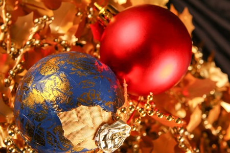 Christmas decoration. Close up on black dark backgroundの写真素材