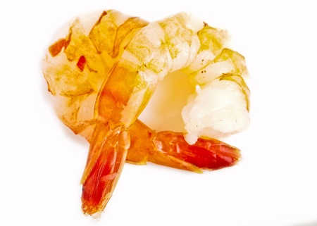 Fresh shrimp from greenland, close up on whtie backgroundの写真素材