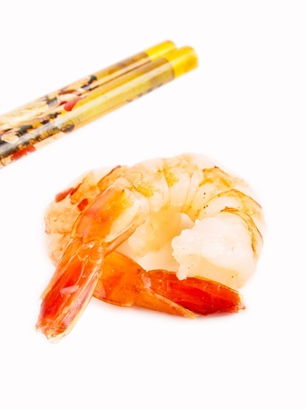 Fresh shrimp from greenland, close up on whtie backgroundの写真素材