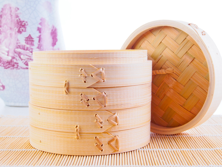 Traditional Chinese bamboo steamerの写真素材