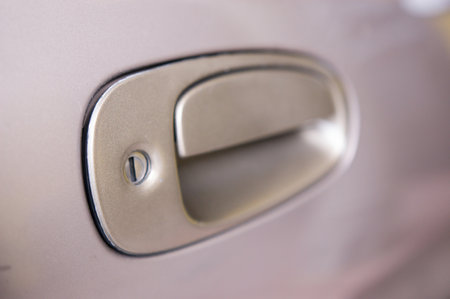 Close up of the door handle of a modern car, selective focusの写真素材
