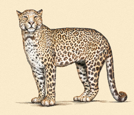 engrave isolated leopard illustration sketch. linear artの写真素材