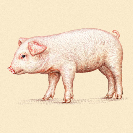 engrave isolated pig illustration sketch. linear artの写真素材