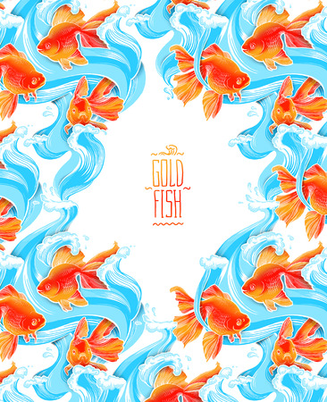 Goldfish illustration artwork  line underwater color wildlifeの写真素材