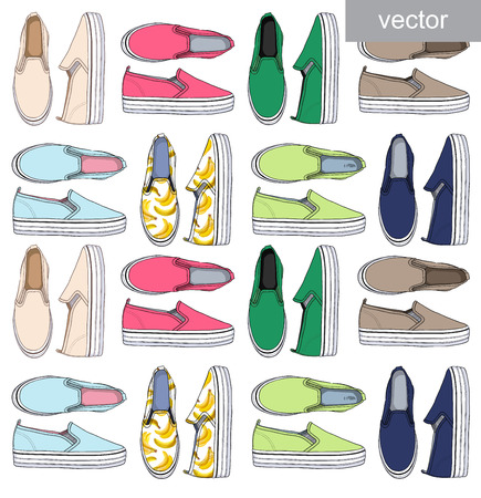 Lady fashion set of shoes outfit. Illustration stylish and trendy clothing.のイラスト素材