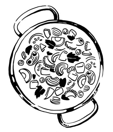 Minestrone soup. Watercolor hand drawing. Food, vegetables and fruit isolated on white background. Book illustration, recipe, menu, magazine or journal article.の写真素材