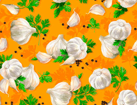 Vegetable set. Mushrooms, garlic, parsley, blob. Harvest and Thanksgiving fruit of nature, food collection for restaurants, menus, posters and grocery bags. Graphics and colorの写真素材