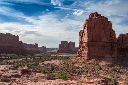A magnificent view of Red Rocks under a blue skyの写真素材
