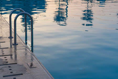 Swimming Pool At Sunsetの写真素材