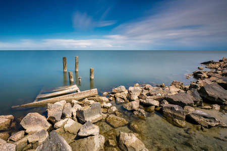 Tranquil Seascape In Long Exposure In Summerの写真素材