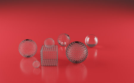 Abstract 3d render modern illustration, red background design. Design Modern illustraion, 3d rendering.の写真素材