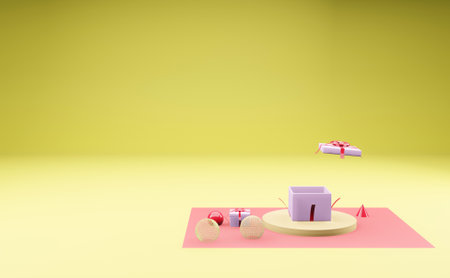 3d renderings gift box modern background graphic designの写真素材