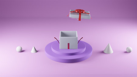 3d renderings gift box modern background graphic designの写真素材