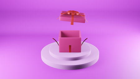3d renderings gift box modern background graphic designの写真素材