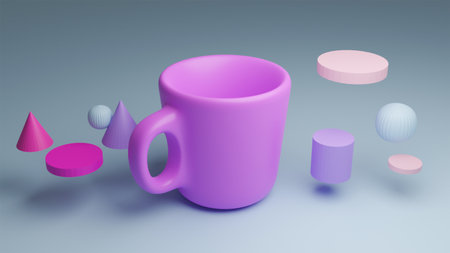 3d render. pink water glass on modern beautiful color background graphic designの写真素材