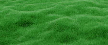 Grass background. Fresh lawn grass texture. Perfect green grass carpet. Grass backdrop for modern design. 3d rendering.の写真素材