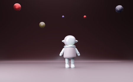 3d render. Astronaut exploring outer space. 3d rendering.の写真素材