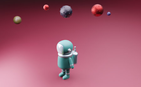 3d render. Astronaut exploring outer space. 3d rendering.の写真素材