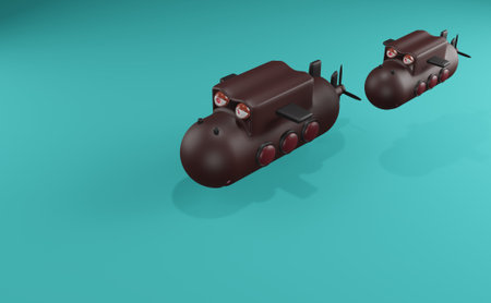 3d render. Cartoon submarine underwater the sea.3d rendering.の写真素材