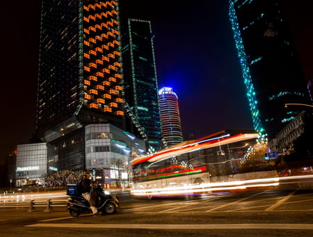 Chengdu Street night viewのeditorial素材