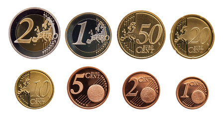 Collection set of euro coins gradient background