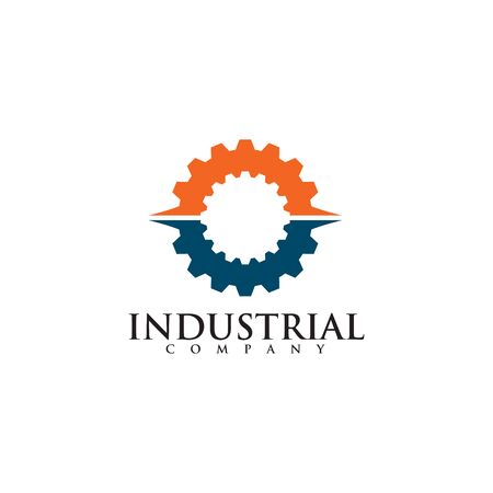 Industrial company logo design with using gear icon vector templateのイラスト素材
