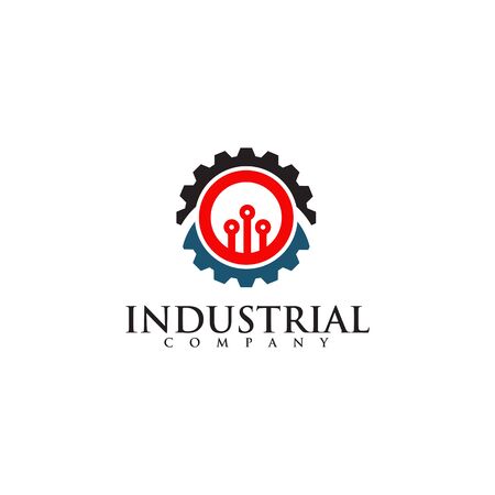 Industrial company logo design with using gear icon vector templateのイラスト素材