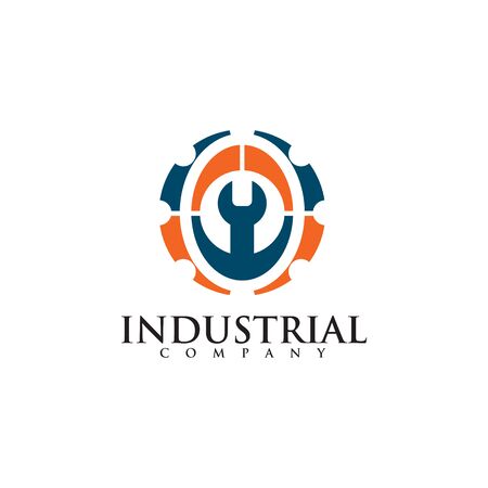 Industrial company logo design with using gear icon vector templateのイラスト素材