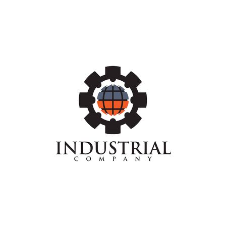 Industrial company logo design with using gear icon vector templateのイラスト素材