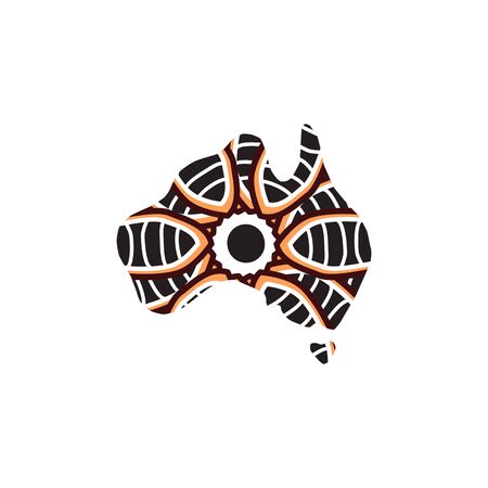 Aboriginal art dots painting with using Australian map outlineのイラスト素材